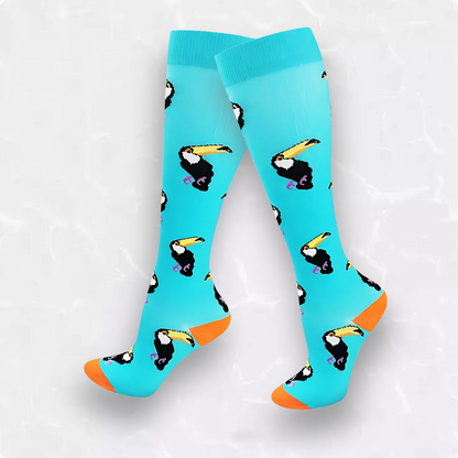 Animal-print 20-30mmHg knee-high compression socks pair