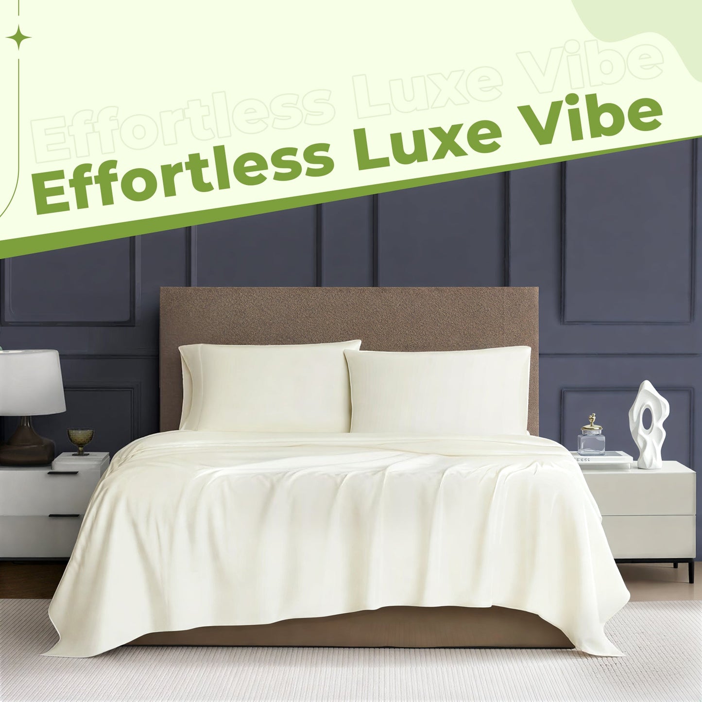 Luxury cotton sheet set breathable soft silky