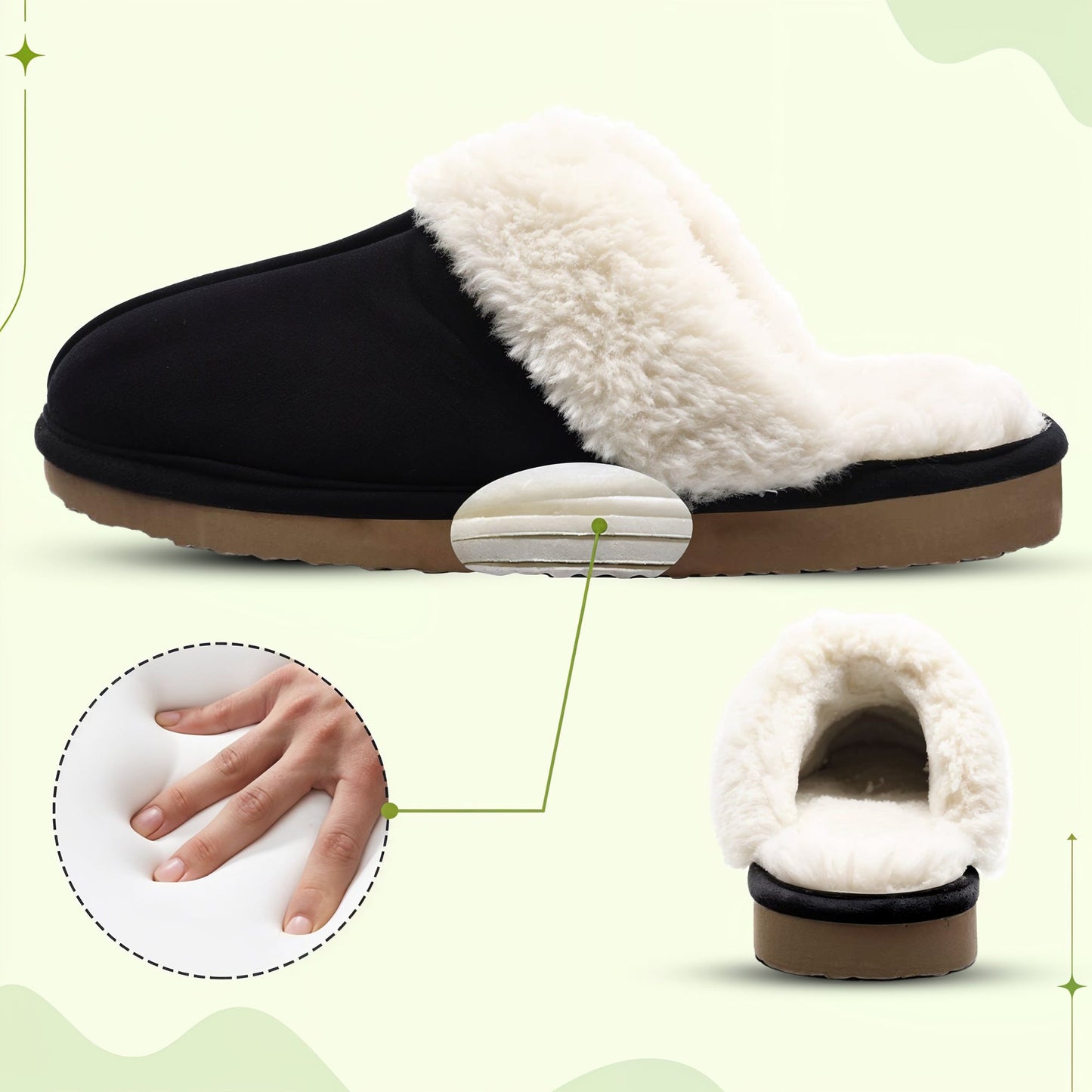 Comfy wool slippers with suede upper