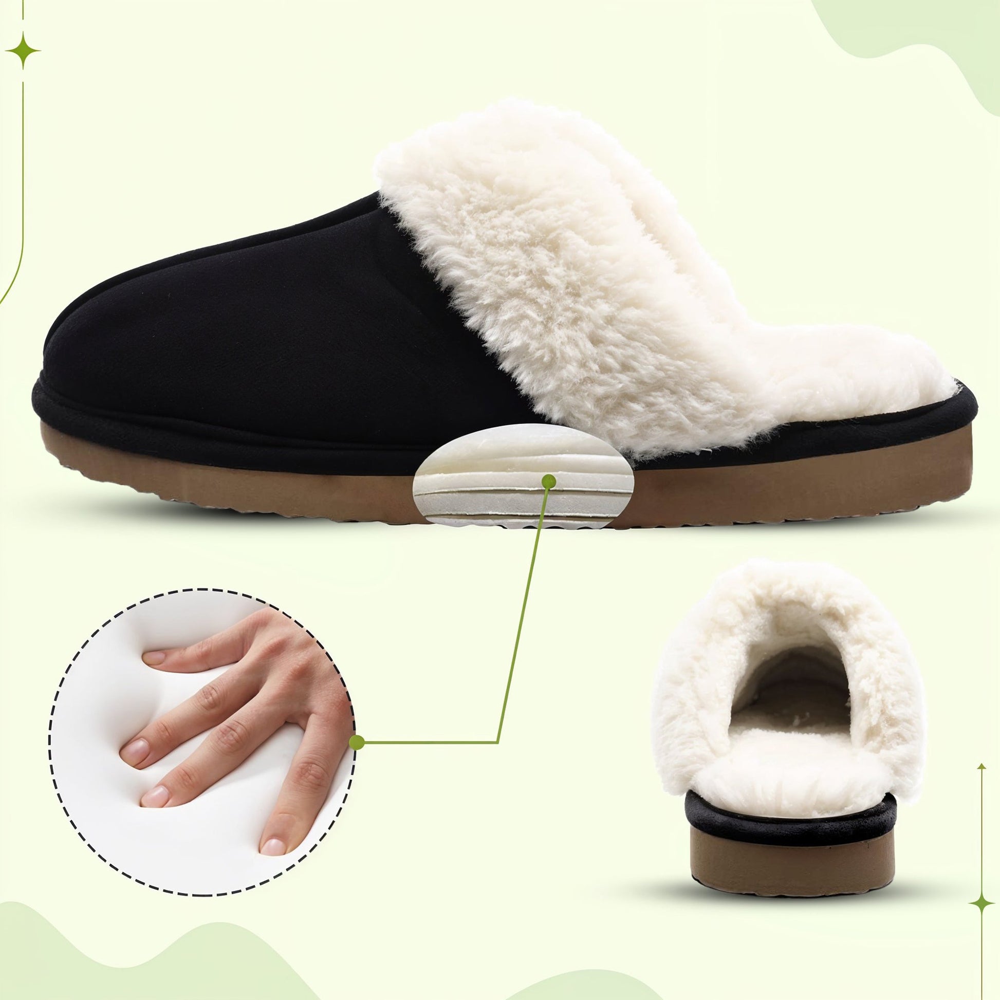 Comfy wool slippers with suede upper