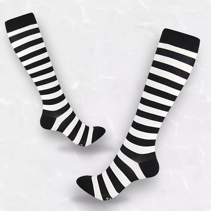 Striped 20-30mmHg knee-high compression socks pair