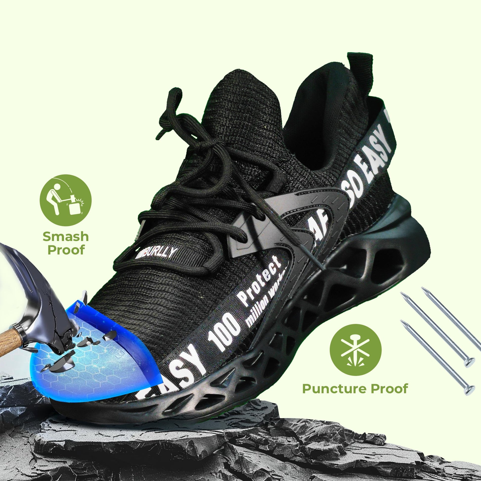 Ultra-light breathable steel toe anti-slip work shoes