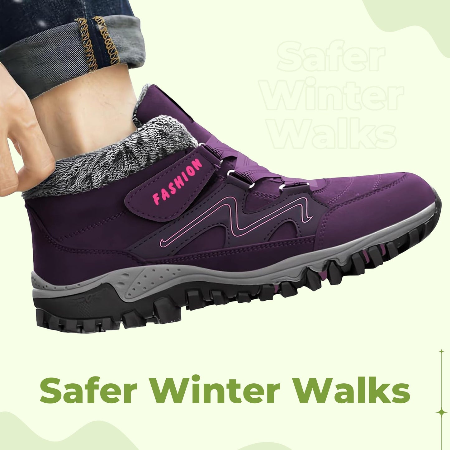Women's fur-lined winter walking and trekking shoes