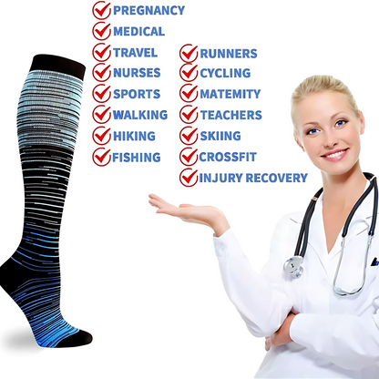 Ombré gradient 20-30mmHg knee-high compression socks pair