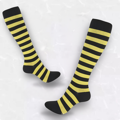 Striped 20-30mmHg knee-high compression socks pair