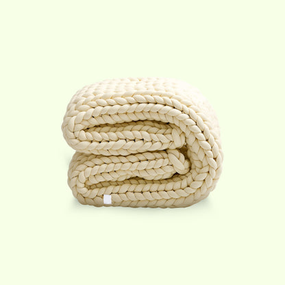 Chunky knit handwoven merino throw blanket