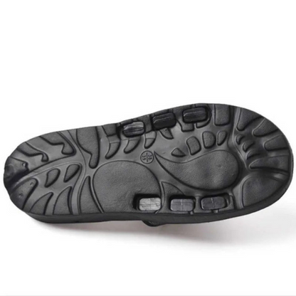 Acupressure reflexology slip-on wellness sandals for foot stimulation