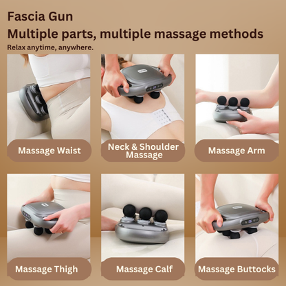 Six-head cordless fascia percussion massage gun for deep tissue recovery
