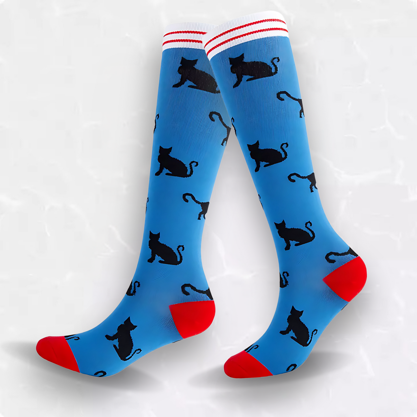 Animal-print 20-30mmHg knee-high compression socks pair