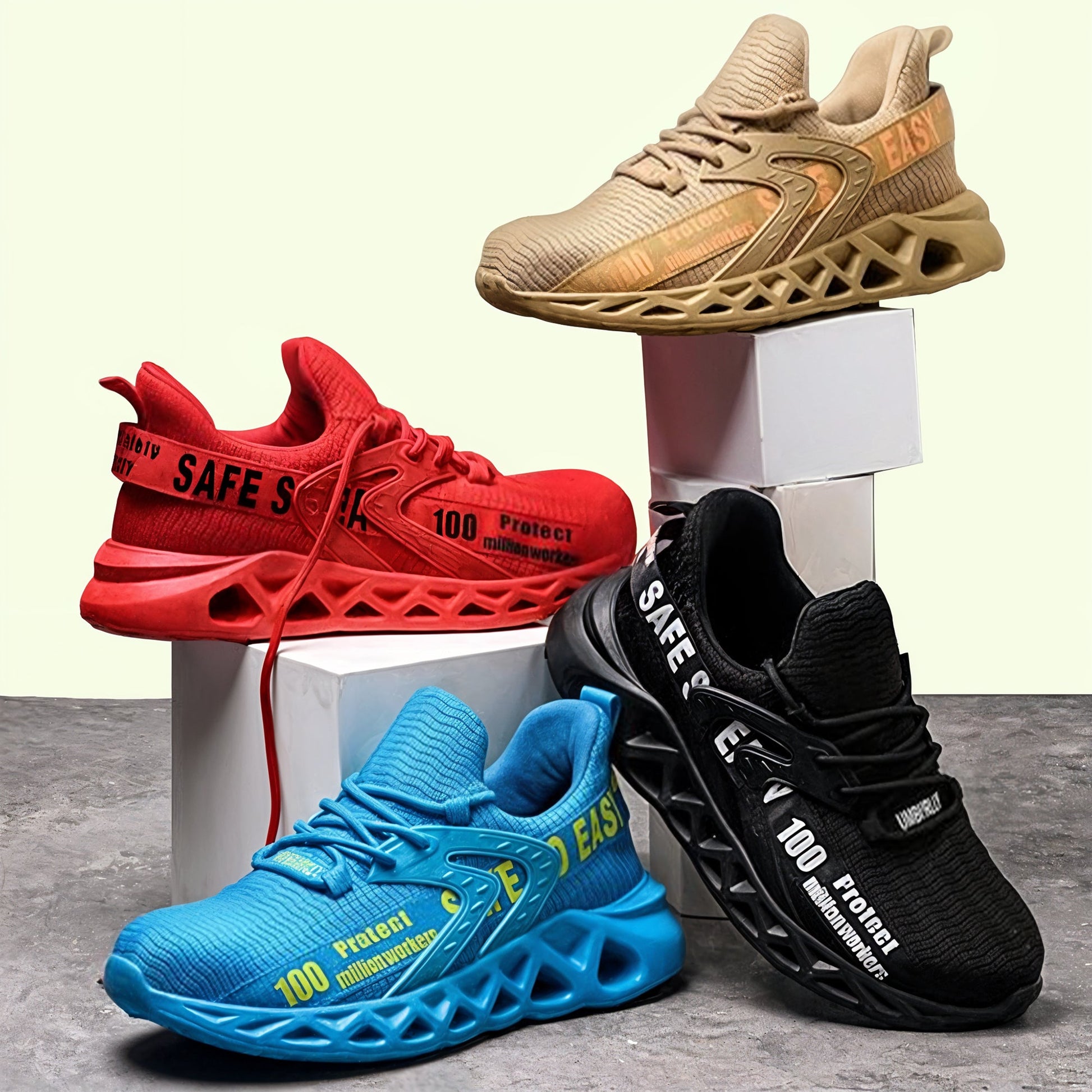 Ultra-light breathable steel toe anti-slip work shoes