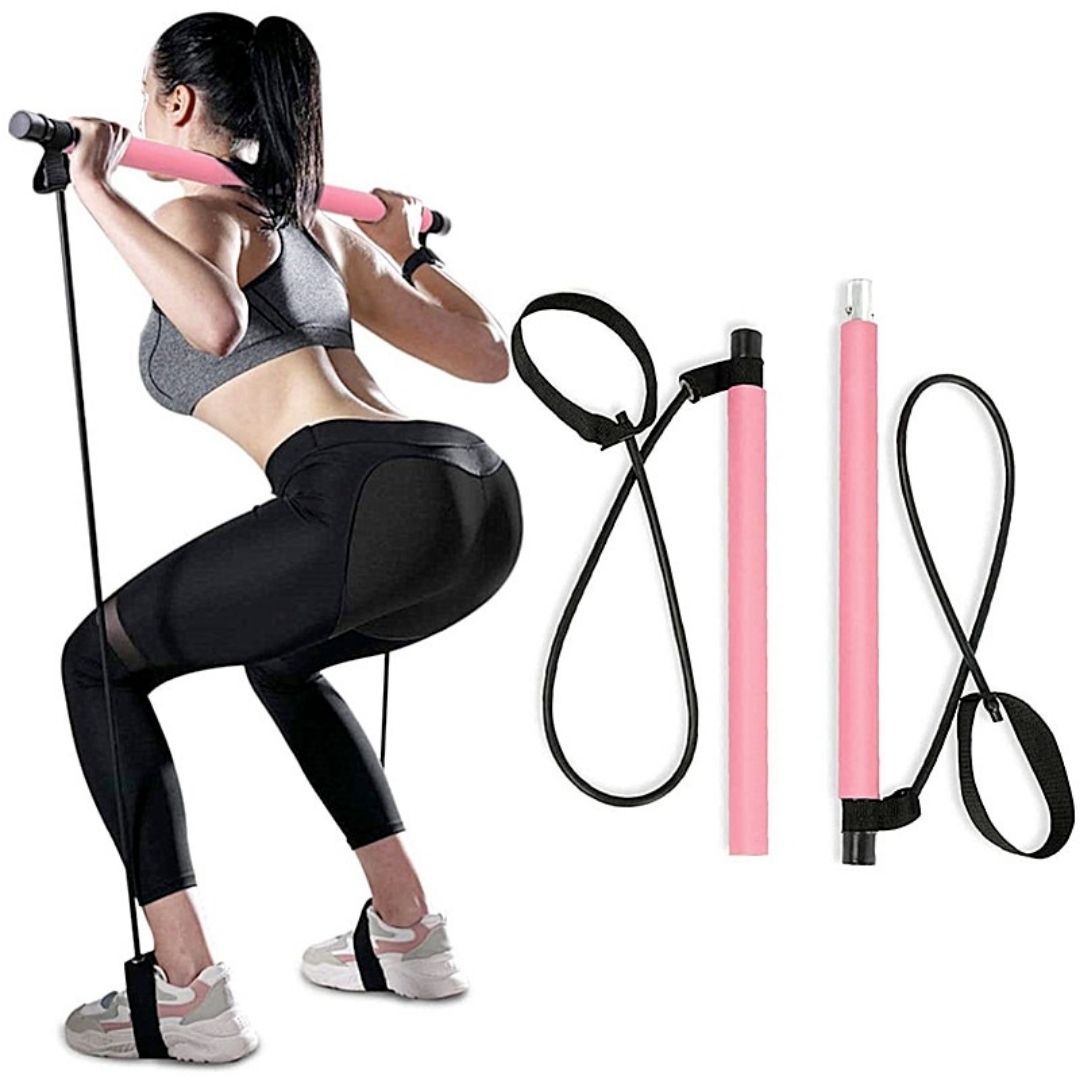 Portable Pilates bar kit with resistance bands for yoga and home workouts