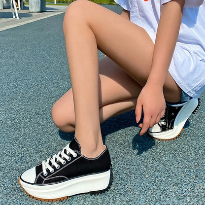 Women's low-top canvas platform sneakers casual