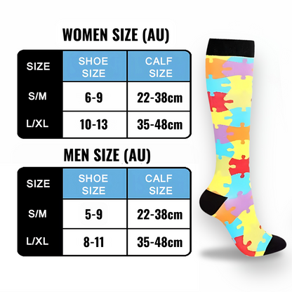 Checker-pattern 20-30mmHg knee-high compression socks pair