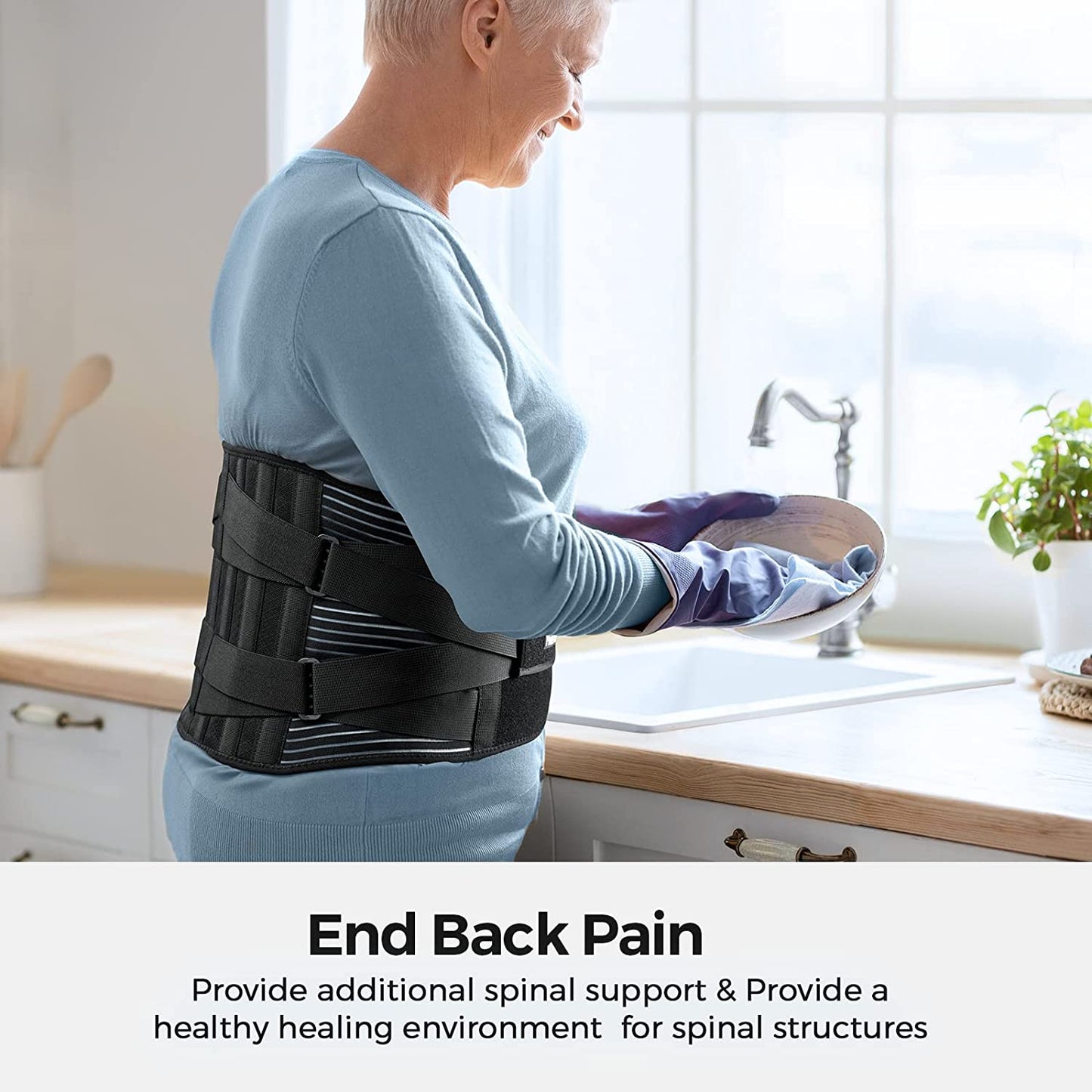 Heavy-duty lower back support brace with dual compression straps for lifting