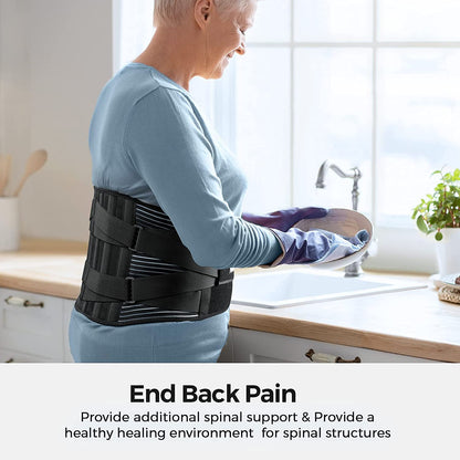 Heavy-duty lower back support brace with dual compression straps for lifting