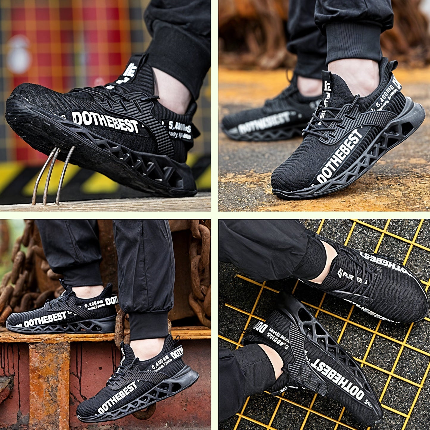 Ultra-light breathable steel toe anti-slip work shoes