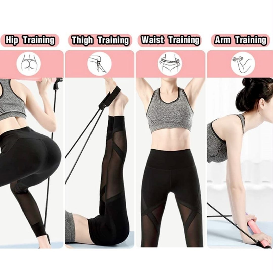 Portable Pilates bar kit with resistance bands for yoga and home workouts