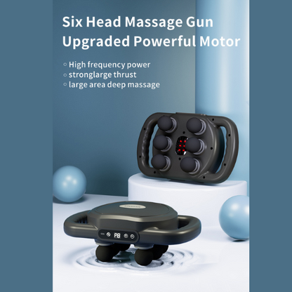 Six-head cordless fascia percussion massage gun for deep tissue recovery