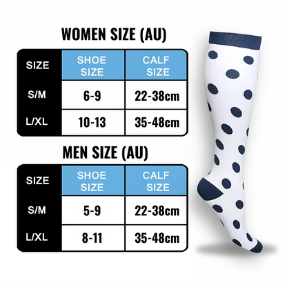 Spotted-pattern 20-30mmHg knee-high compression socks