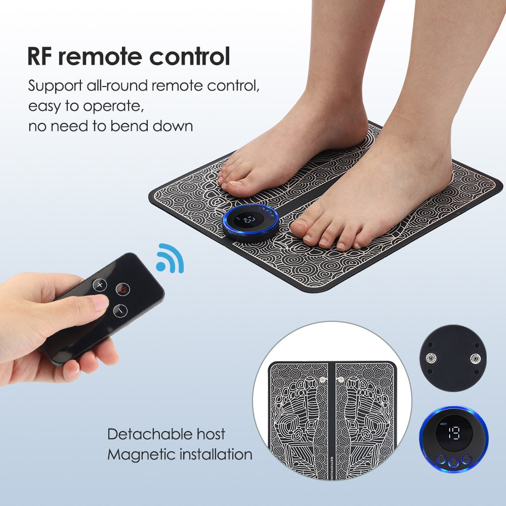 EMS electric pulse foot massager mat for circulation and plantar fasciitis