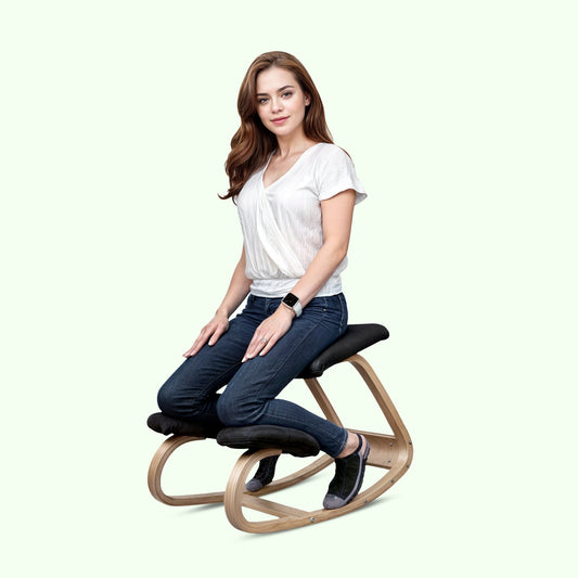 Ergonomic wooden kneeling chair posture rocker stool