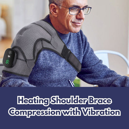 Heated shoulder brace with infrared heat and vibration massage for rotator cuff