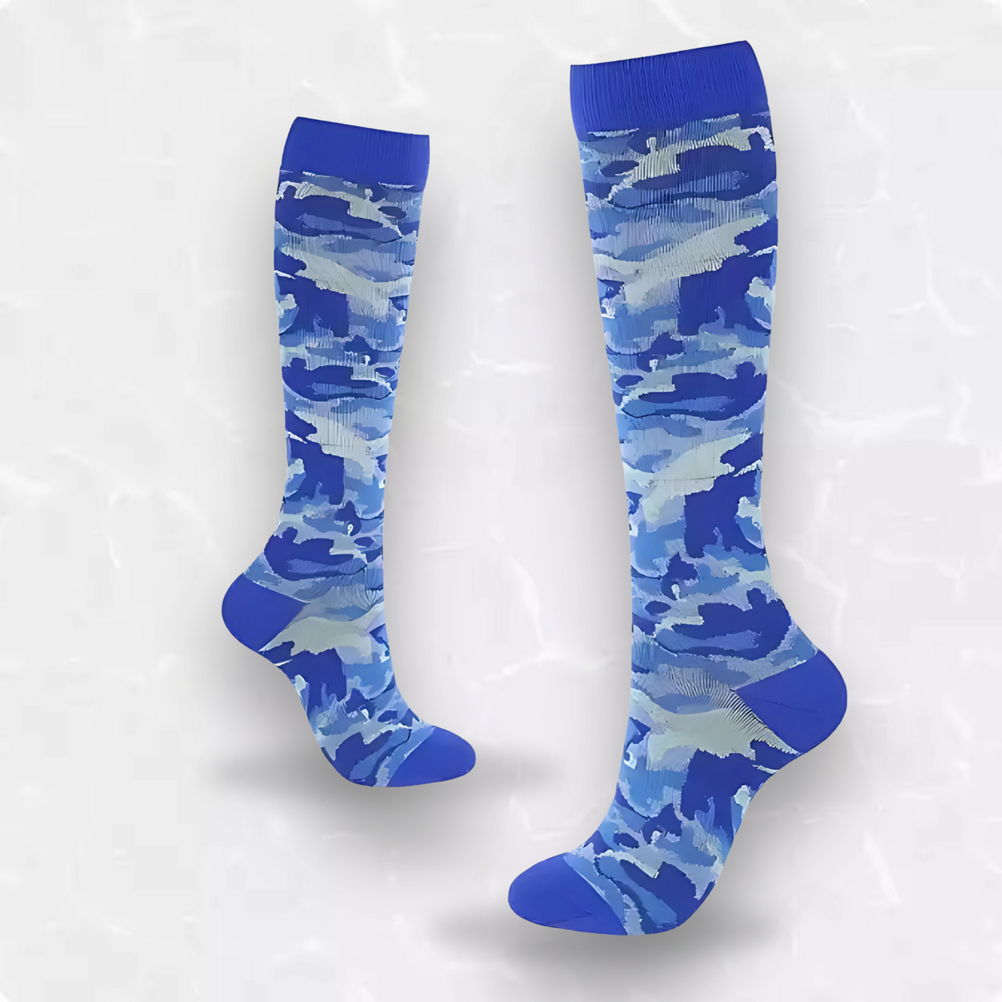Fun-patterned 20-30mmHg knee-high compression socks pair