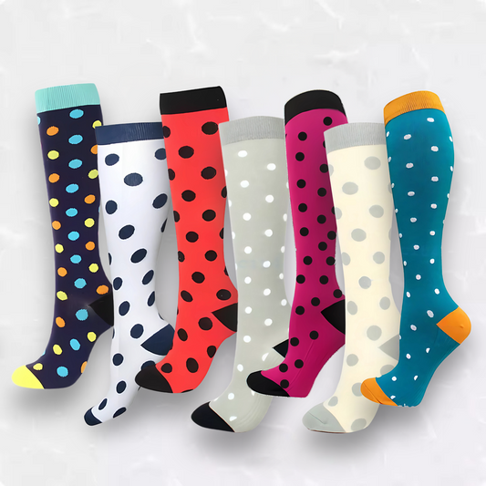 Spotted-pattern 20-30mmHg knee-high compression socks