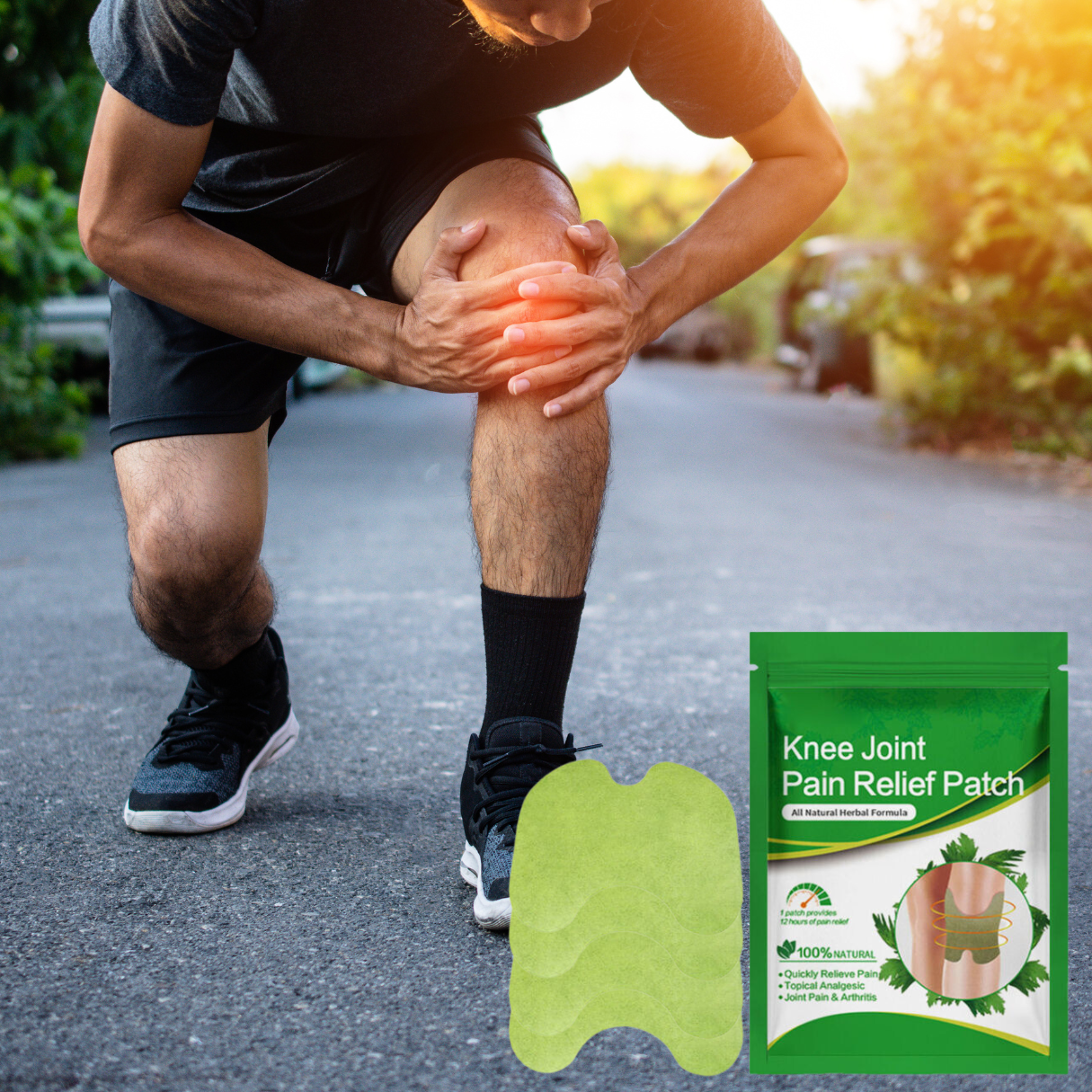 Natural herbal adhesive knee patches for tension and stiffness