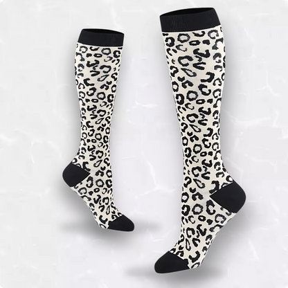 Animal-print 20-30mmHg knee-high compression socks pair