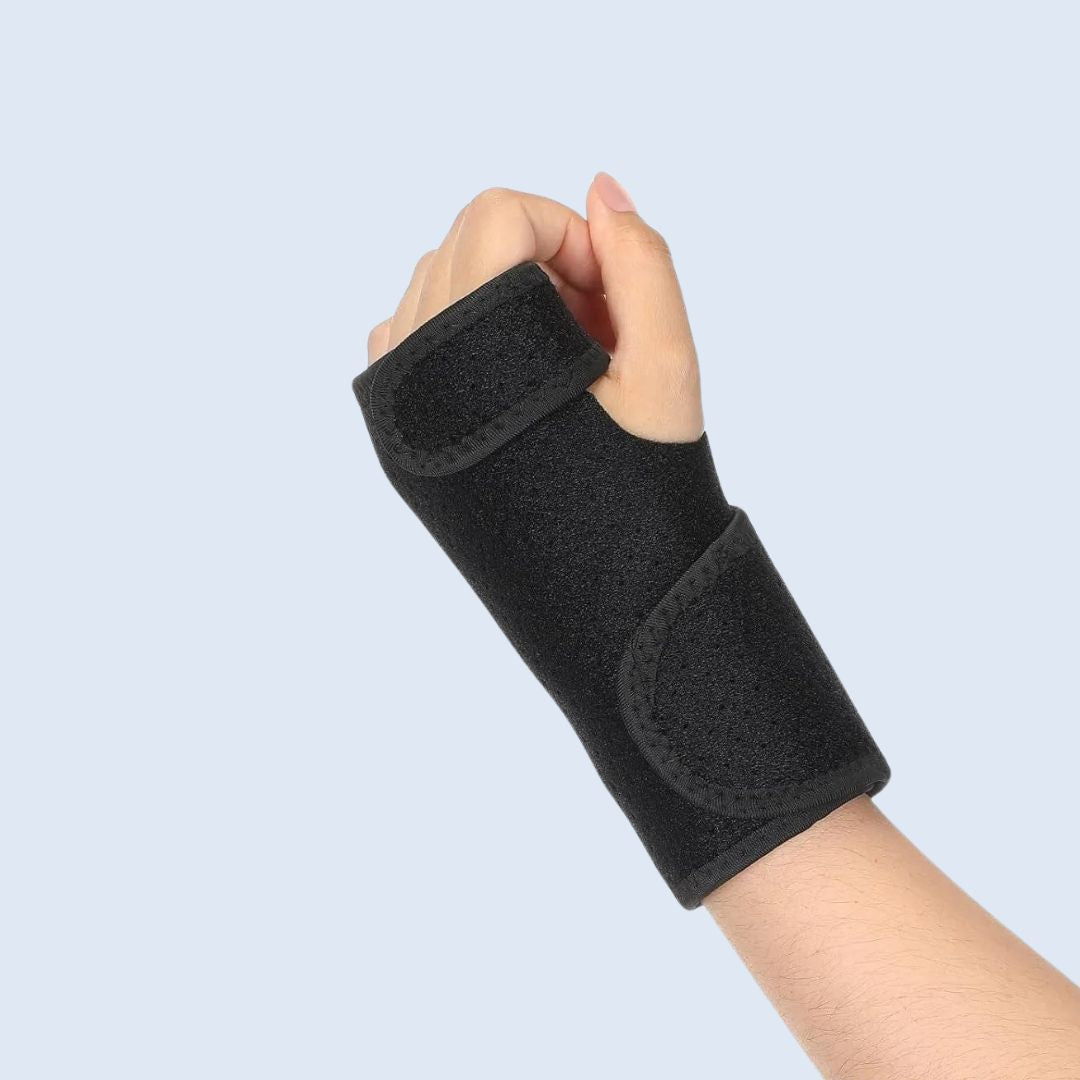 Wrist splint with metal support stabilization brace for carpal tunnel
