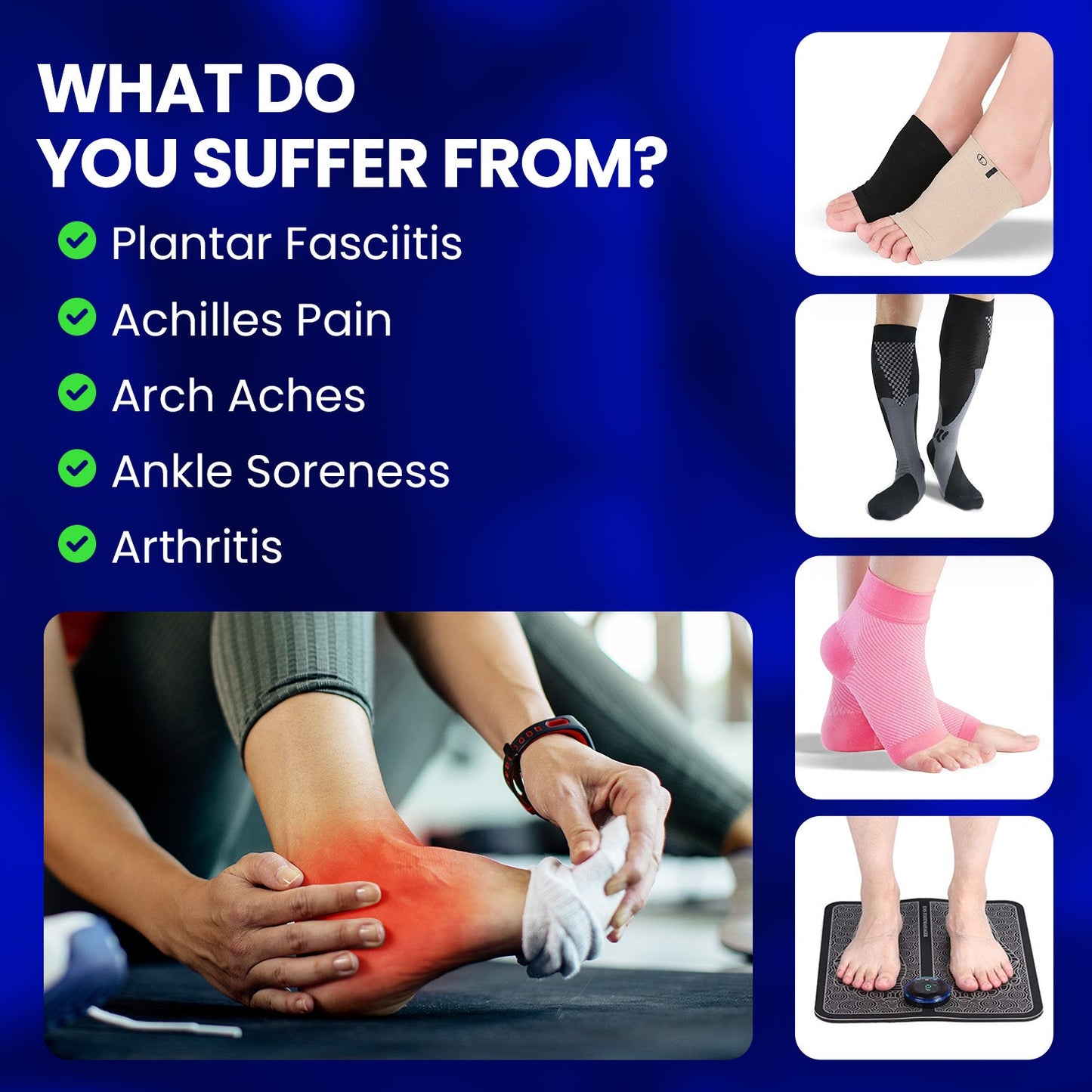 Ultimate foot pain relief pack bundle for plantar fasciitis