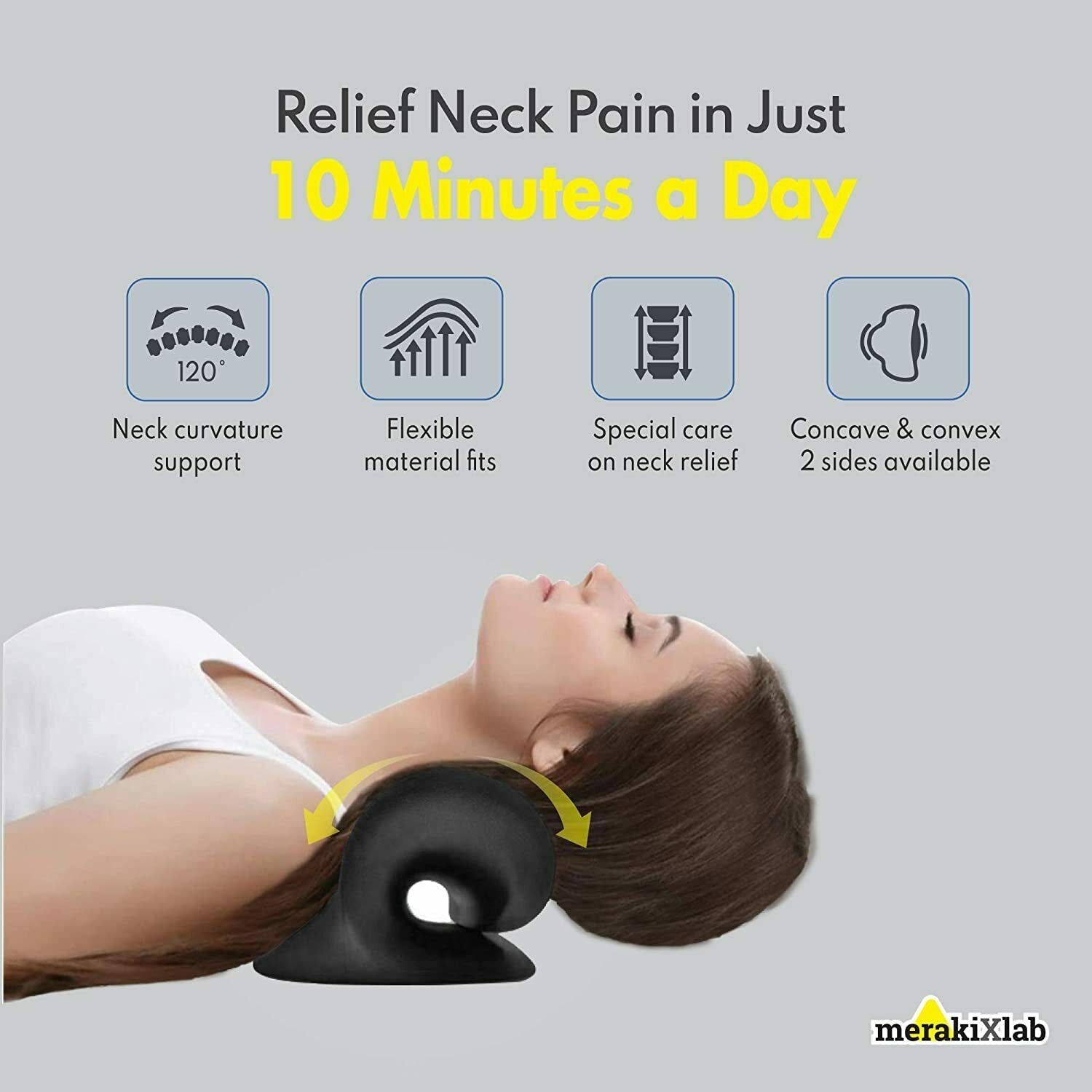 Cervical neck traction pillow for posture decompression and shoulder tension