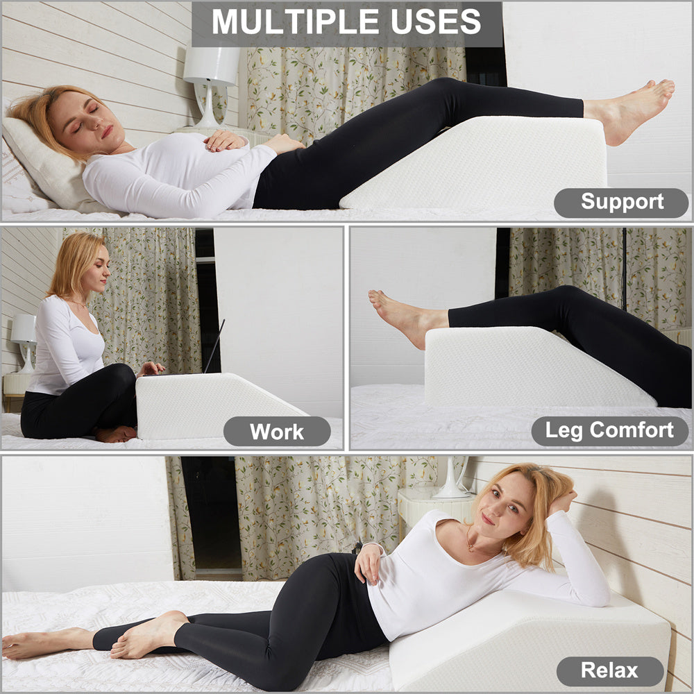 Memory foam leg elevation wedge pillow for circulation and swelling relief