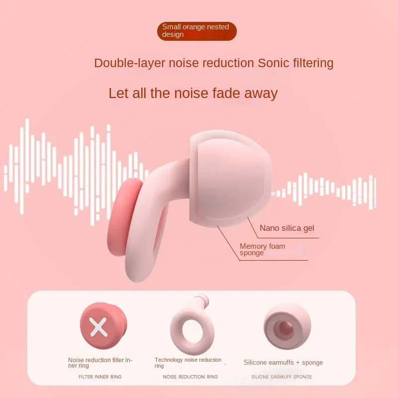 Soft noise-blocking silicone sleep earplugs