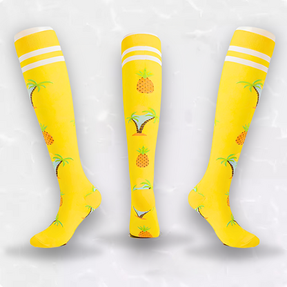 Fruit-print 20-30mmHg knee-high compression socks pair