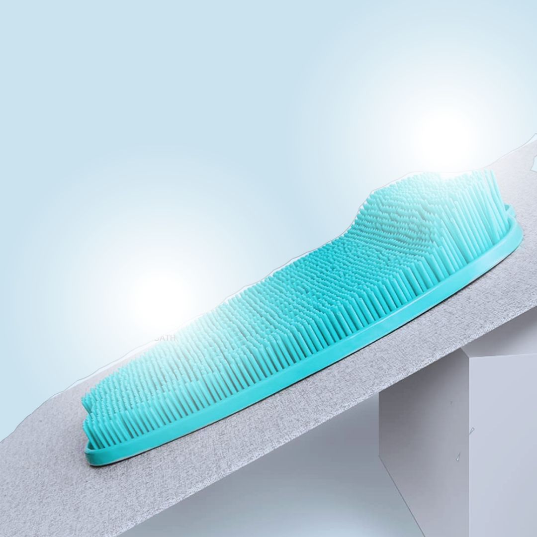Anti-slip silicone foot scrubber mat with bristles for shower foot massage