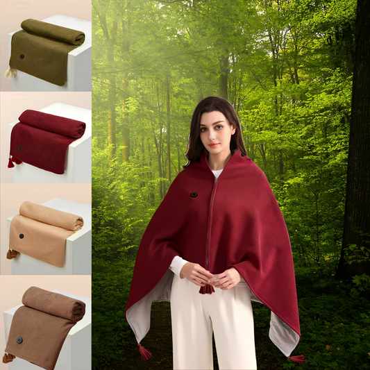 Cordless USB heated shawl wearable heat wrap for shoulders and back