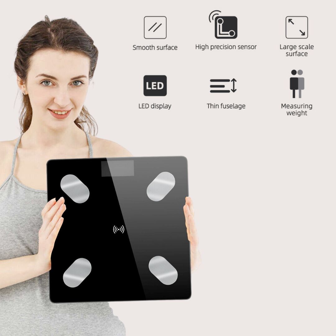 Smart Bluetooth body fat scale with BMI tracking and smartphone app