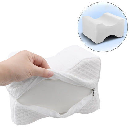 Memory foam hip and knee support pillow for side sleepers and sciatica