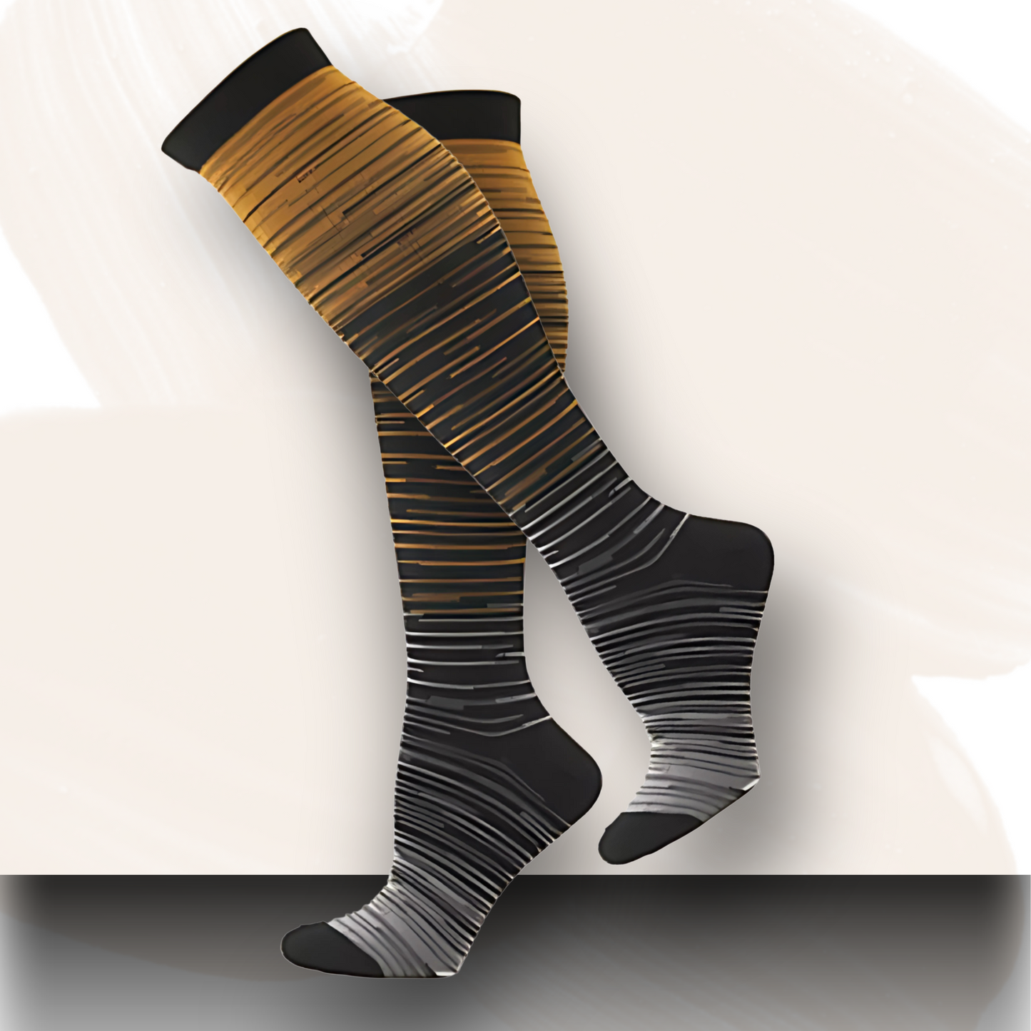 Ombré gradient 20-30mmHg knee-high compression socks pair