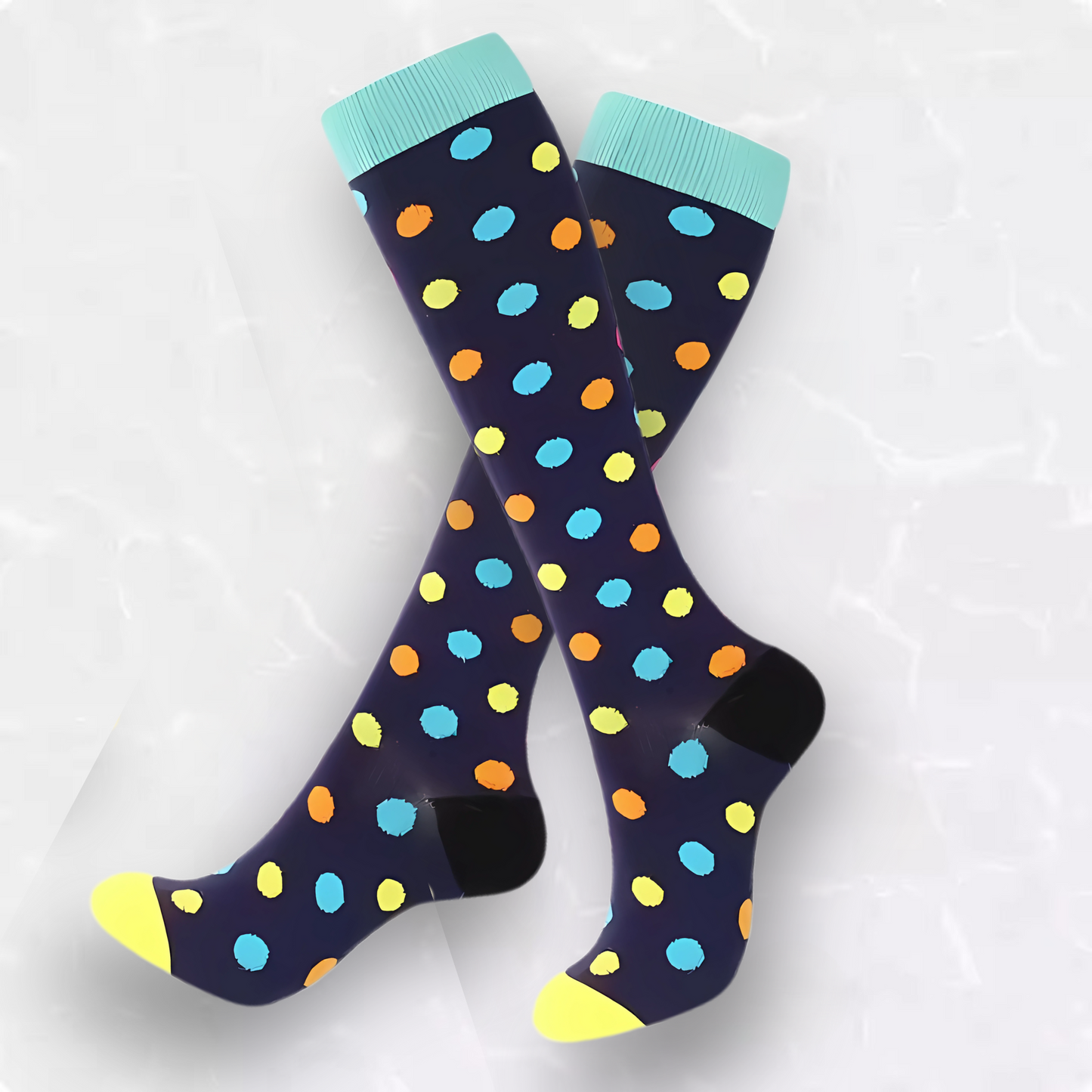 Spotted-pattern 20-30mmHg knee-high compression socks