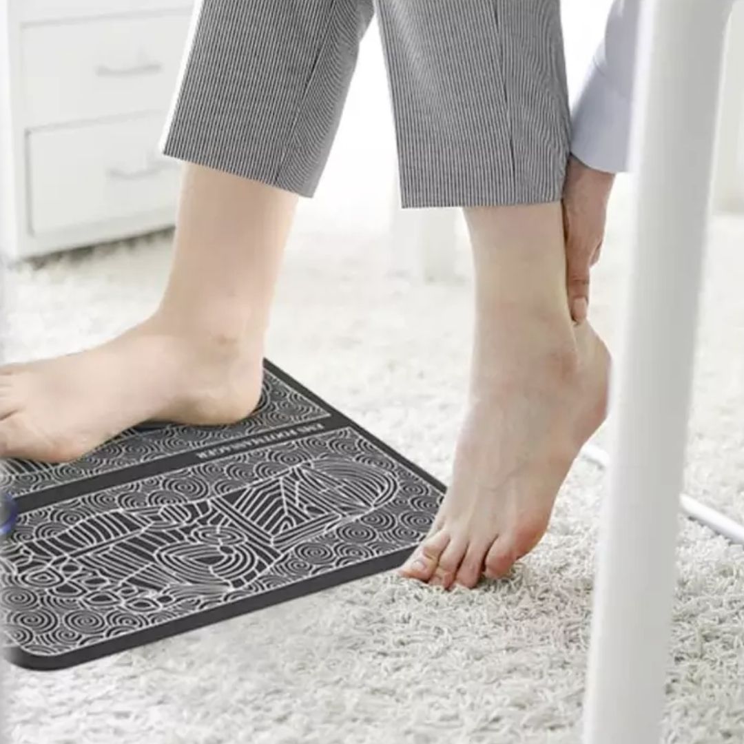EMS electric pulse foot massager mat for circulation and plantar fasciitis