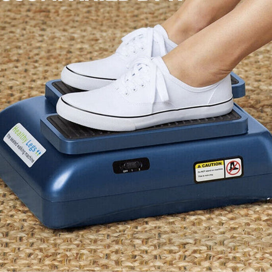 Electric seated under-desk leg exerciser with automatic pedals