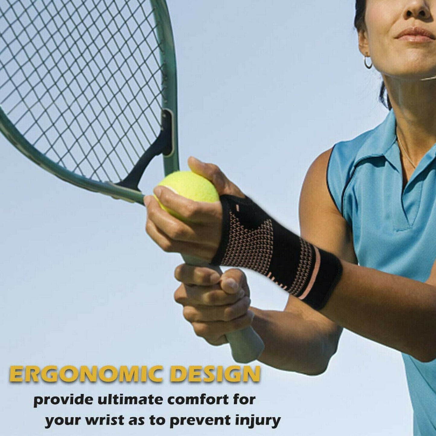 Copper-infused wrist compression sleeve for carpal tunnel and tendonitis