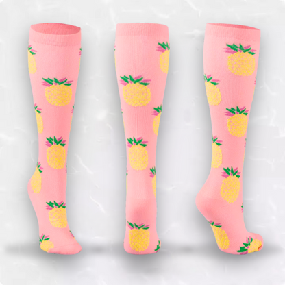 Fun-patterned 20-30mmHg knee-high compression socks pair