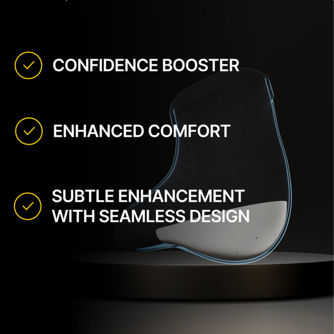 Height-increase socks with hidden insole lift