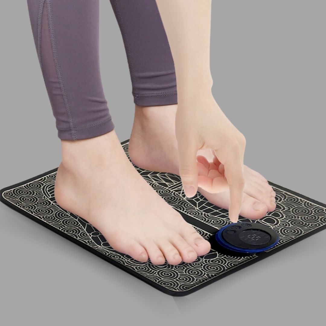 EMS electric pulse foot massager mat for circulation and plantar fasciitis