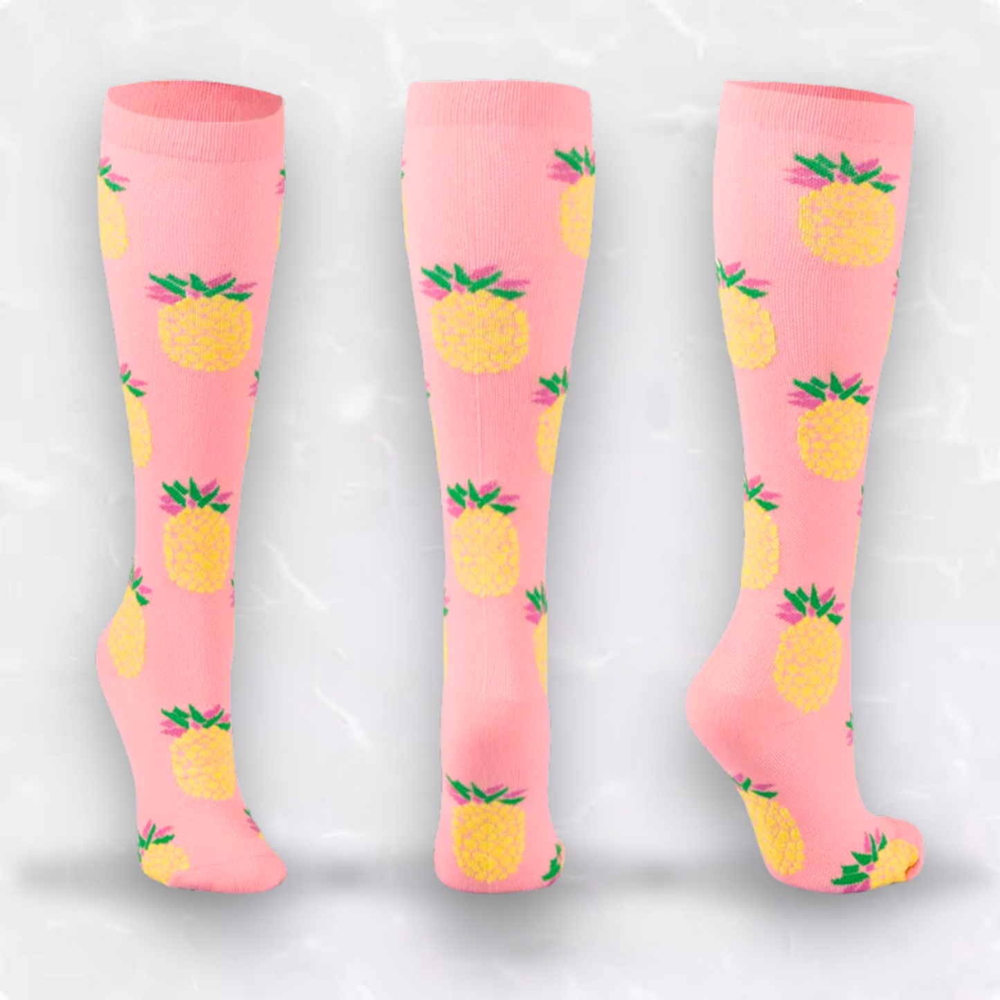 Fruit-print 20-30mmHg knee-high compression socks pair