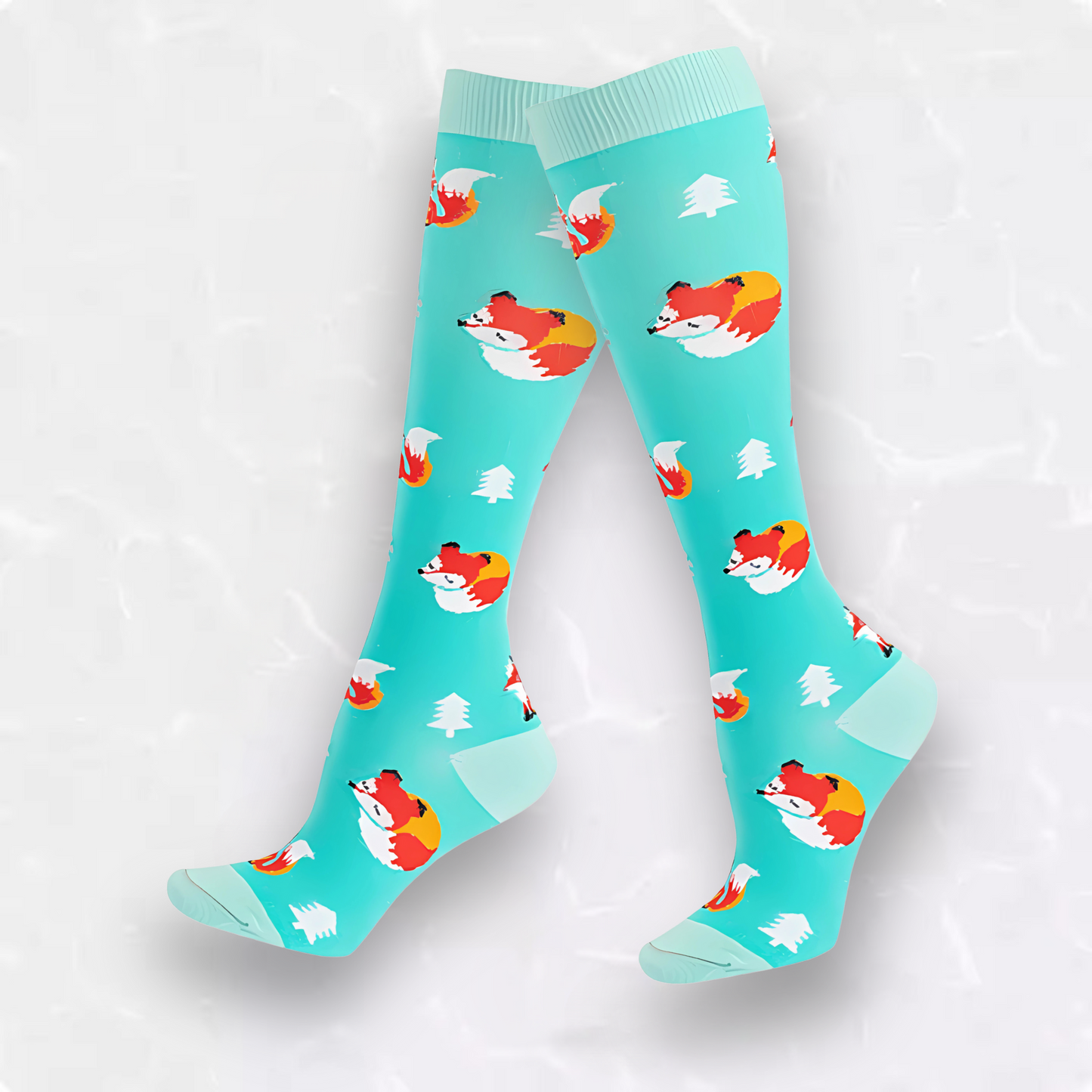 Animal-print 20-30mmHg knee-high compression socks pair